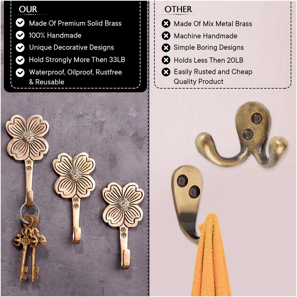 Brass Floral Single Wall Hook